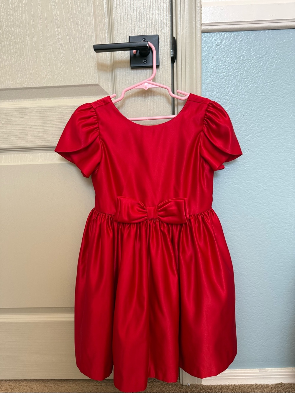 Red Satin Bow Party Dress for Girls